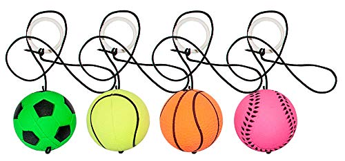 12 x Flummi am Band 4cm Sport Neckball Ball Fußball Basketball XL Kinder von Markenlos