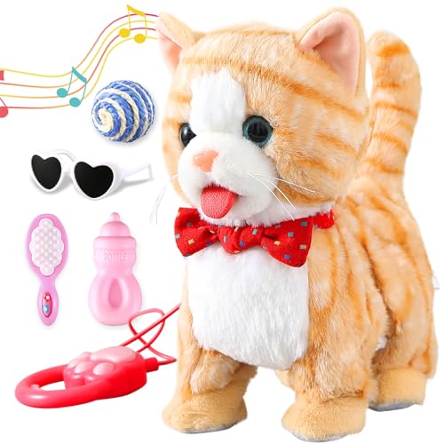 Marsjoy Gemusterte gelbe Leine zum Spazierengehen, interaktiv, sprechende Katze, singend, tanzend, Kätzchen, Nachahmung, Wiederholung, was Sie sagen, Kitty Touch und Sprachsteuerung, Wackelschwanz, Marsjoy Gemusterte gelbe Leine zum Spazierengehen, interaktiv, sprechende Katze, singend, tanzend, Kätzchen, Nachahmung, Wiederholung, was Sie sagen, Kitty Touch und Sprachsteuerung, Wackelschwanz, von Marsjoy
