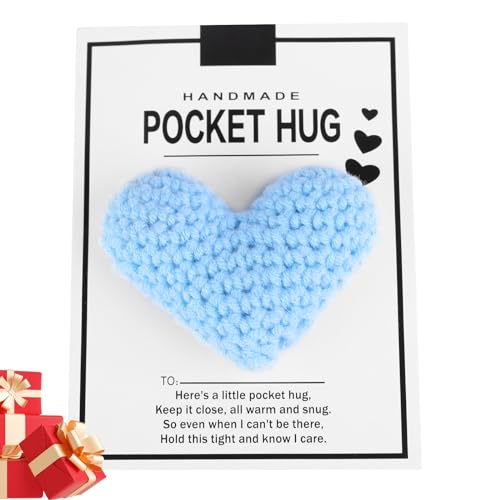 Marstey Pocket Hug Positive Geschenk, Strickwolle Herz Puppe Tasche Umarmung Herz Beste Freundin Geschenke von Marstey