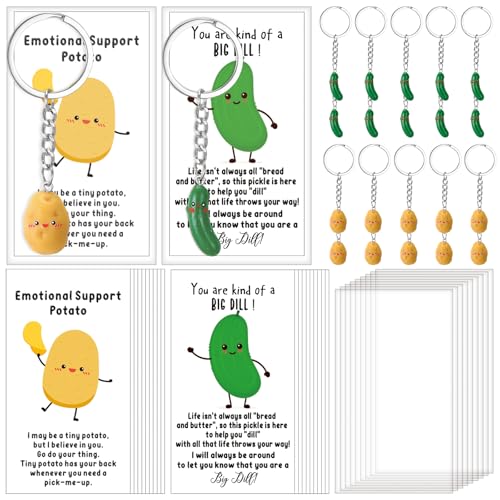 Marsui Kartoffelgurken-Schlüsselanhänger, positives Wertschätzungsgeschenk mit Karte, Dankeschön-Geschenke für Kollegen, Gastronomie, Mitarbeiter, registrierter Ernährungsberater, Krankenschwester, von Marsui
