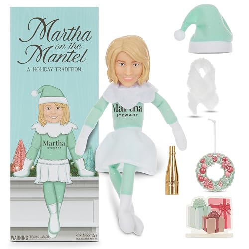 Martha Stewart Martha auf einem Kaminsims 2024 Weihnachtselfenpuppe, 30,5 cm, kleine Plüschtiere, Regal-Dekor, für Männer und Frauen von Martha Stewart