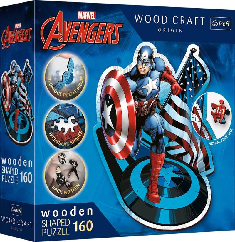 Trefl Wood Craft Origin Marvel Avengers Puzzle Fearless Captain America 160 Teile von Marvel Avengers