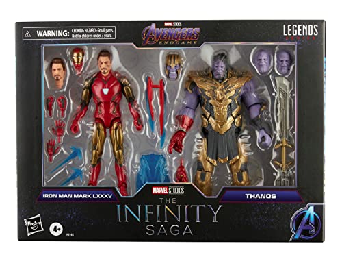 Hasbro Marvel Legends Series 15 cm große Iron Man Mark 85 gegen Thanos Figuren 2er-Pack, Infinity Saga, Premium-Design und 8 Accessoires von Marvel