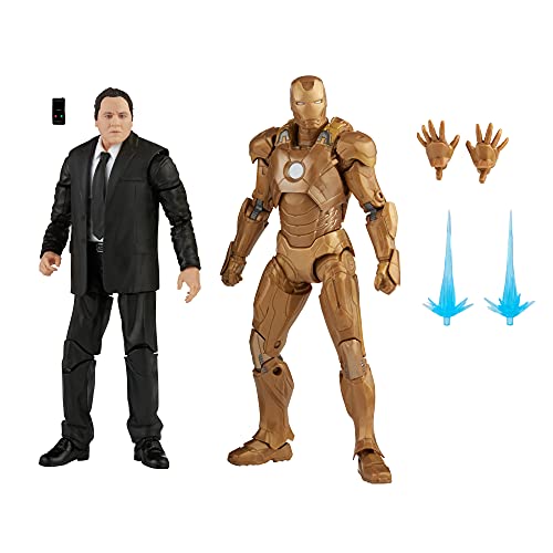 Marvel Legends Series 15 cm große Happy Hogan und Iron Man Mark 21 Figuren 2er-Pack, Infinity Saga, Premium-Design und 5 Accessoires von Marvel