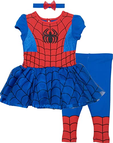 Marvel Avengers Spider-Man Little Girls Tüll Cosplay Kostüm Dress Leggings und Headband 3 Stück Set Spiderman 6 von Marvel