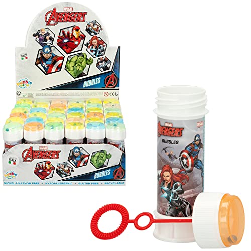 Marvel Avengers 047578PA DULCOP-Pack mit 36 Avengers-Seifenblasen-Seifenblasen-60 ml-047578PA-Mehrfarbig-Kunststoff-Offizielle Lizenz-Kinderspielzeug-Outdoor-Spiel-Ab 3 Jahren, Multicolor von COLORBABY