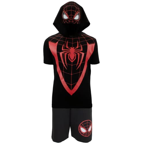 Marvel Avengers Super Hero's Boys Character Short Sleeve Costume Hoodie T-Shirt & Shorts Set (Black/Red, 4) von Marvel