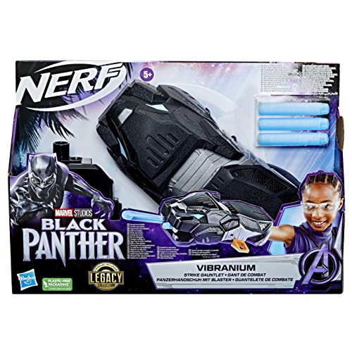 Black Panther Marvel Vibranium Strike Nerf Gauntlet mit 3 Nerf Darts, Rollenspiel Super Hero Spielzeug von Marvel