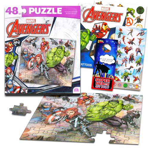 Marvel Heldenpuzzle für Kinder Set - Marvel Heroes Geschenkpaket mit 1 Marvel Puzzle, Tattoos, Aufklebern, mehr | Marvel Puzzle für Kinder im Alter von 4-8 Jahren von Marvel