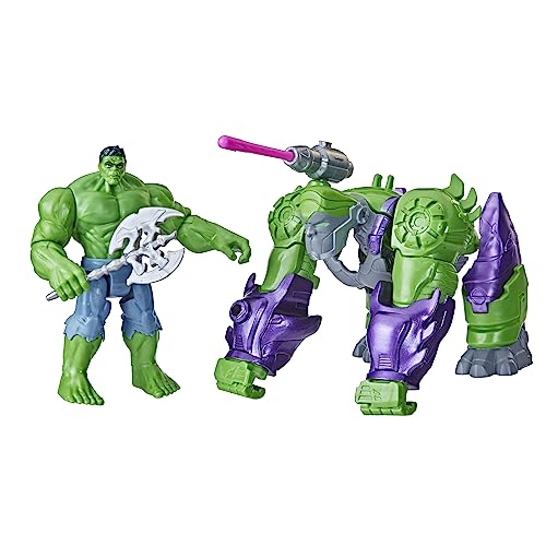 Marvel Mech Strike Mechasaurs, 11,4 cm Hulk mit Gamma Smasher Mechasaur Actionfiguren, Superhelden-Spielzeug für Kinder ab 4 Jahren, F6600 von Marvel