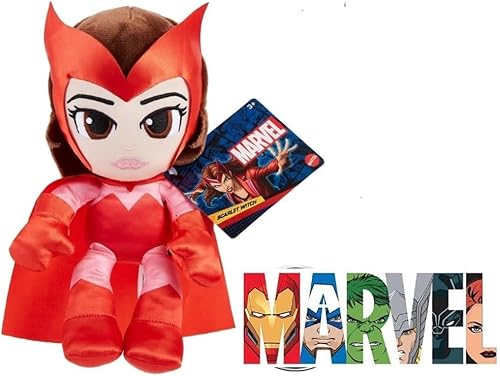 Marvel Plüschfigur, 20,3 cm, Superhelden-weiche Puppe, Sammlerstück, Geschenk für Kinder und Fans ab 3 Jahren, mit Sammelaufkleber (Scarlet Witch Wanda Maximoff) von Marvel