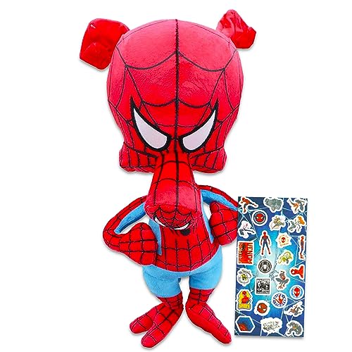 Marvel Spider Ham Plüschtier für Kinder, Spiderman-Spielzeugpaket mit 30,5 cm Spinnenschinken-Plüschspielzeug plus Aufkleber für Jungen und Mädchen | Peter Porker Spinne Schinkenspielzeug von Marvel