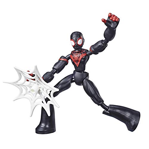 Marvel Spider-Man Bend and Flex Miles Morales Actionfigur 15 cm Flexible Figur inkl. Webzubehör für Kinder ab 6 Jahren von Marvel