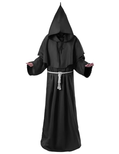 Akatsuki Mantel für Kinder Erwachsener Unisex Cosplay Kostüm, Cosplay Halloween Party Kostüm Umhang mit Stirnband (schwarz, M) von Maryparty