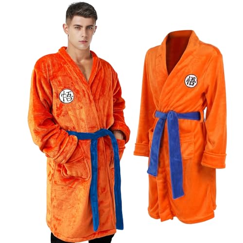 Goku Kostüm Bademantel Nachtwäsche Muster Plüsch Robe Unisex Pyjamas, Cosplay Kostüm, Pyjama Bademantel Set, Outfit Overall Kleidung, Cartoon, Mottopartys, Halloween (M) von Marypaty