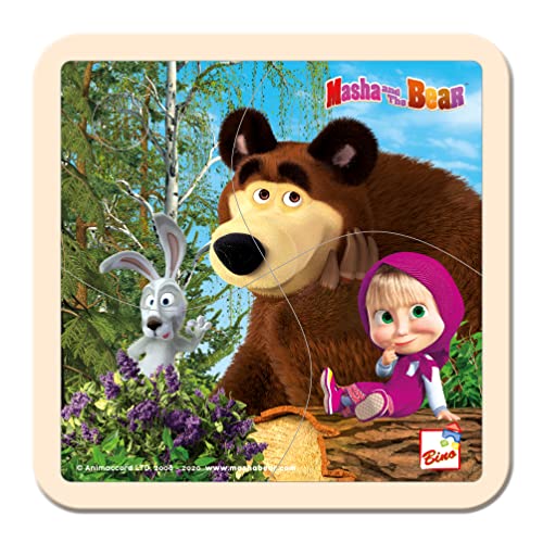 Mascha und der Bär Holz-Lege-Puzzle mit Hasen 4-tlg., Puzzle für Kinder (Kinderspielzeug ab 1 Jahr, Kinderpuzzle zur Förderung der Motorik, Maße: 15 x 0,8 x 15 cm), Mehrfarbig von Mascha und der Bär