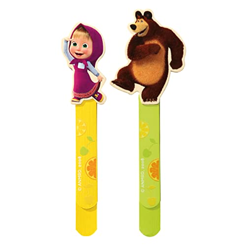 Mascha und der Bär Lesezeichen 2-er Set für Kinder, Lesezubehör aus Holz (kleines Mitbringsel für Kinder, zwei verschiedene Motive von Mascha und dem Bären, Maße:15,4 x 0,5 x 3,2 cm), Mehrfarbig von Mascha und der Bär