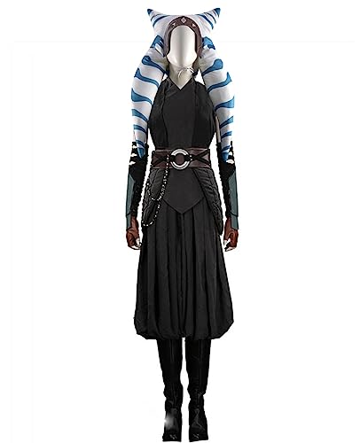 Ahsoka Tano-Kostüm für Erwachsene, Cospaly-Outfits, Ahsoka, Cosplay, Damen, SW-Uniform, Kopfbedeckung, Halloween, Fullset (Medium, Set-B (mit Kopfbedeckung)) von Masfrida