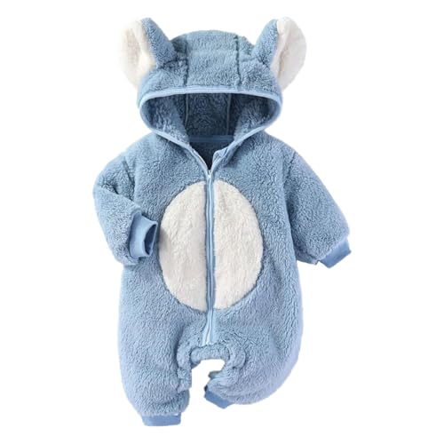 Mashaouyo Neugeborenen Pelzigen Baby Fuzzy Anzug Kostüm Outfits Entzückende Hoodies Unisex Body Langarm 92 (Blue, 0-6 Months) von Mashaouyo