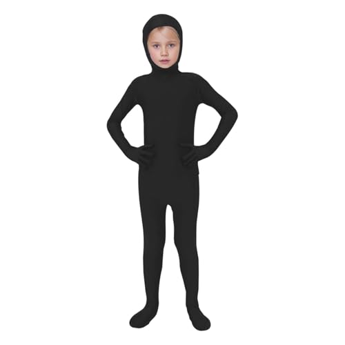 Mashaouyo Unisex Kids Solid Costume Full Body Zentai Suit Bodysuit Cosplay Overall Baby Mädchen (Black, 3-4 Years) von Mashaouyo