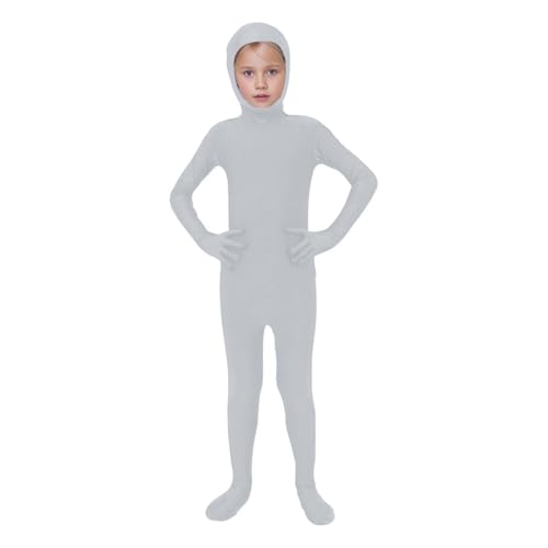 Mashaouyo Unisex Kids Solid Costume Full Body Zentai Suit Bodysuit Cosplay Overall Baby Mädchen (Grey, 3-4 Years) von Mashaouyo