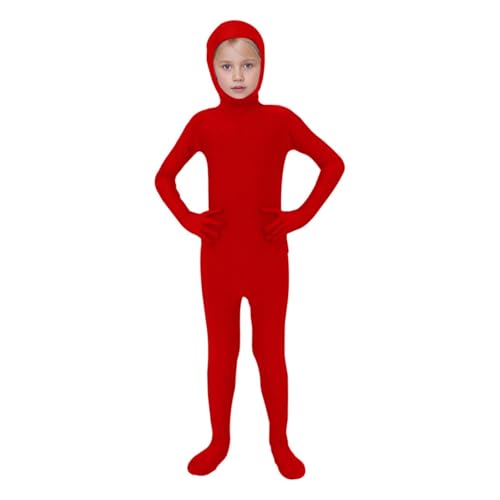 Mashaouyo Unisex Kids Solid Costume Full Body Zentai Suit Bodysuit Cosplay Overall Baby Mädchen (Red, 3-4 Years) von Mashaouyo