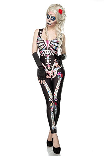 Damen Skelett Overall Kostüm Halloween Verkleidung Horror Skelett Outfit OneSize XS-M von Mask Paradise