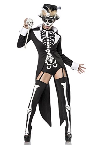 Mask Paradise Halloween Damen Kost?m Voodoo Priesterin aus PES in der Farbe Schwarz-Wei?, Gr. L, 80079-010-026 von Mask Paradise