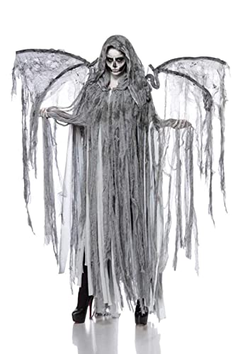 Mask Paradise 80089-079 Angel of Death Horror Halloween Halloweenkostüm Damen Engel Tod Skelett Skelettkostüm Geist Geisterkostüm Todkostüm Grusel, Grau, one Size von Mask Paradise