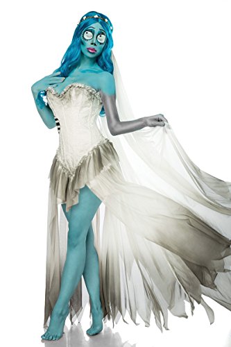 Mask Paradise Halloween Damen Kost?m Corpse Bride Skeleton Bride aus Polyester und Polyamid in der Farbe Wei?-Blau, Gr. L, 80004-001-026 von Mask Paradise