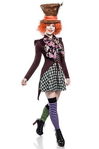 Mask Paradise Halloween Damen Kost?m Insane Hatter aus PES in der Farbe Bunt, Gr??e: 2XL, 80136-071-028, Braun von Mask Paradise