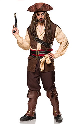 Mask Paradise Halloween Herren Kost?m Captain of the Caribbean aus PES in der Farbe Braun-Beige, Gr??e: 2XL, 80112-116-028 von Mask Paradise