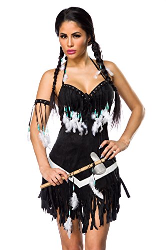 Mask Paradise Indianer Kost?m Indianerin Squaw Kleid Karneval Schwarz Wei? Set Gr. S von Mask Paradise