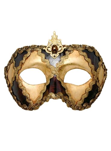 Colombina scacchi oro cuoio - Venezianische Maske - traditionell handgefertigt - Carnevale di Venezia von Maskworld