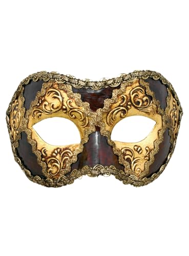 Colombina scacchi oro cuoio occhi stucco - Venezianische Maske - traditionell handgefertigt - Carnevale di Venezia von Maskworld