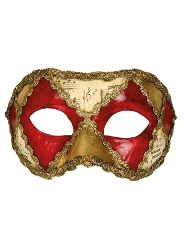 Colombina scacchi rosso musica - Venezianische Maske - traditionell handgefertigt - Carnevale di Venezia von Maskworld