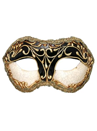 Colombina stucco craquele nero - Venezianische Maske - traditionell handgefertigt - Carnevale di Venezia von Maskworld