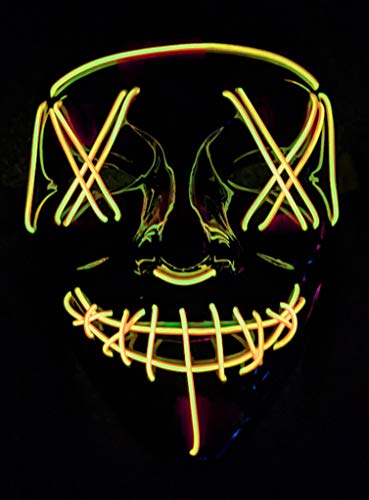 Halloween LED Maske gelb - leuchtet im Dunkeln - Kostüm-Zubehör Karneval, Horror & Motto-Party von Maskworld