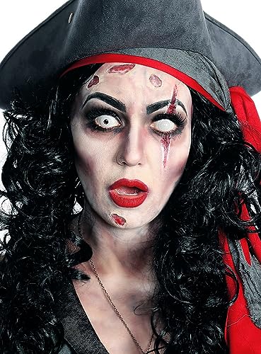 Hochwertiges Halloween Schminke Komplett-Set Zombie-Piratin mit perfekt abgestimmten Komponenten - Wunden Make-Up - Horrorhaut - Aqua Make-Up - Eye Shadow von Maskworld