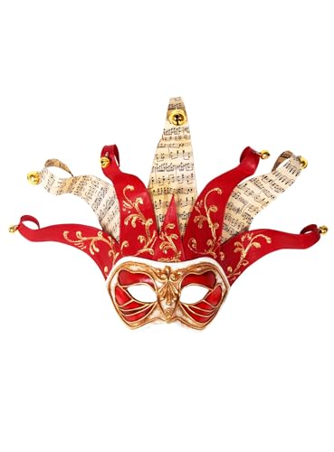 Jolly Colombina Monica Rosso Musica - Venezianische Maske - traditionell handgefertigt - Carnevale di Venezia von Maskworld