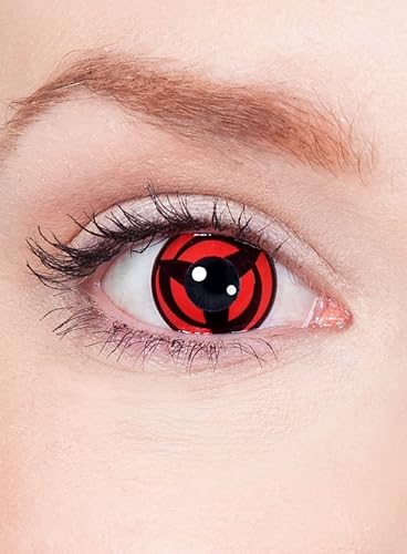 Kakashis Mangekyou Sharingan Kontaktlinsen/Jahreslinsen - Motivlinsen ohne Sehstärke - Unisex - Erwachsene - ideal für Halloween, Karneval, Motto- und Horror-Party von Maskworld