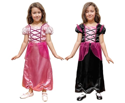 Maskworld 2in1 Wende-Kostüm Prinzessin & Hexe für Kinder - Größe: 116-128 - Verkleidung Karneval Halloween & Kindergeburtstag von Maskworld