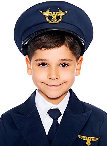 Maskworld Authentische Piloten-Mütze für Kinder - perfekt für alle Überflieger die noch ein Accessoire zu Karneval Fasching oder Halloween suchen - Verkleidung Uniform - Größe 56 von Maskworld