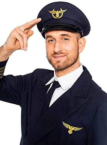 Maskworld Authentische Piloten-Mütze - perfekt für alle Überflieger die noch ein Accessoire zu Karneval Fasching oder Halloween suchen - Uniform Verkleidung - Größe 56 von Maskworld