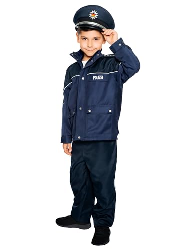 Maskworld Authentische Polizei-Uniform für Kinder - Polizist Kinder-Kostüm für Karneval Fasching & Halloween - Verkleidung Anzug Größe 104 von Maskworld