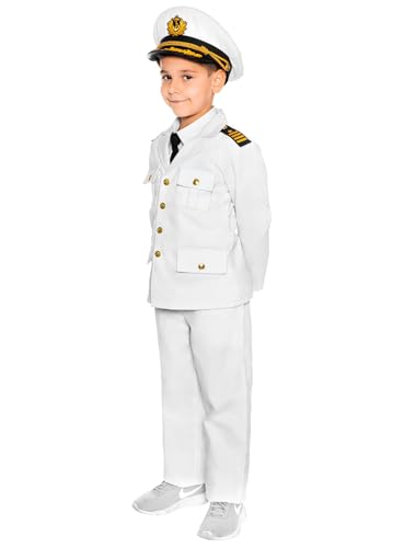 Maskworld Authentisches Kapitän Kinder-Kostüm - Verkleidung Uniform Anzug für kleine Seefahrer - Karneval Fasching & Halloween - Größe 140 von Maskworld