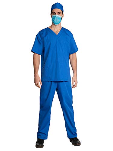 Maskworld Chirurg Kostüm mit Hemd, Hose, Kappe & Mundschutz blau - Größe: XL-XXL - Anzug Verkleidung für Karneval, Fasching & Motto-Party von Maskworld