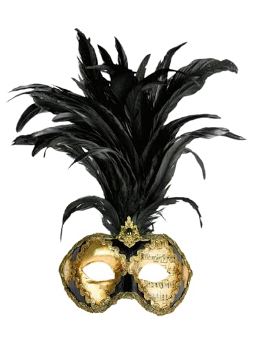 Maskworld Galetto Colombina scacchi cuoio musica - Venezianische Federmaske - traditionell handgefertigt - Carnevale di Venezia von Maskworld