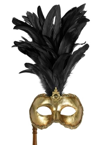 Maskworld Galletto Colombina oro con bastone - Venezianische Stabmaske - traditionell handgefertigt - Carnevale di Venezia von Maskworld
