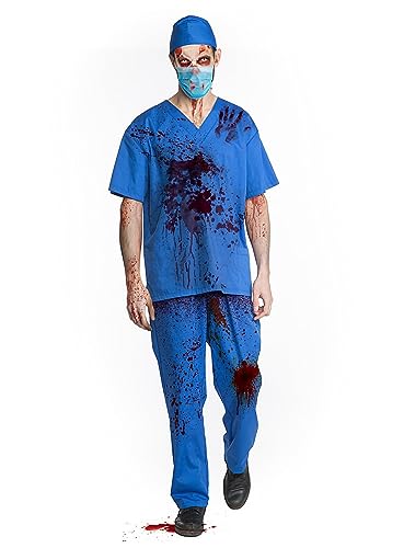 Maskworld Horror Chirurg Kostüm - Arzt-Kostüm, Mundschutz & Blutspray - Größe: XL-XXL - Verkleidung von Maskworld